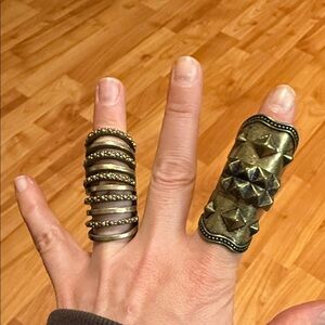 Metal Statement Ring Full-Finger Ring Antique Brass Finish Ladies Unisex Viking
